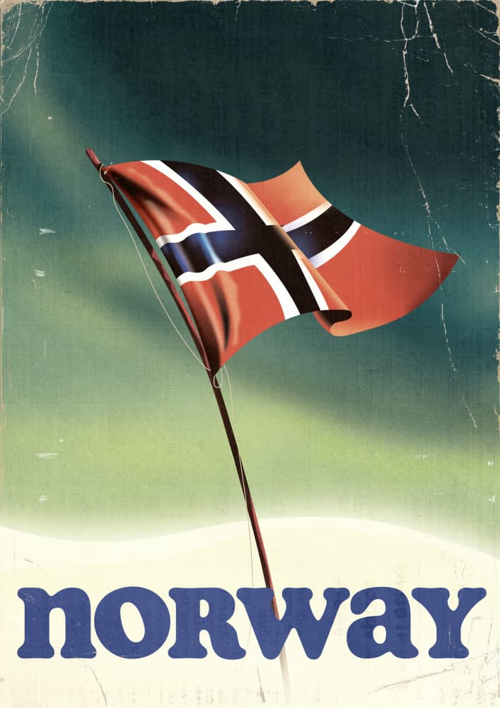 Norwegian Flag Aurora Sky by Nicholas — canvas wall art