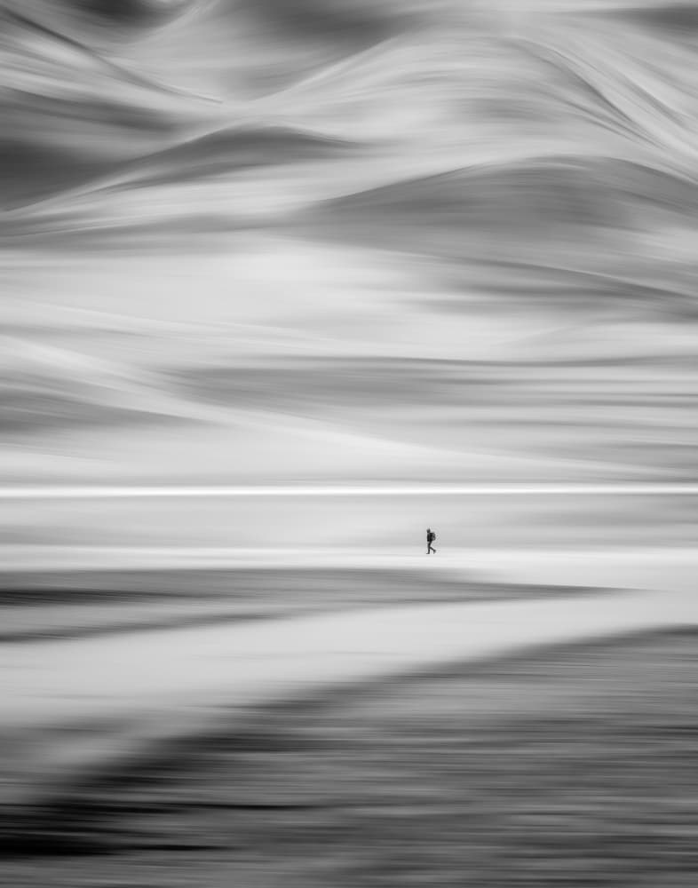 Lone Figure Desert Motion by Wei Xu — canvas wall art