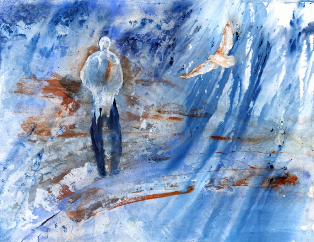 Blue Solitude Flight by RodMacIver — canvas wall art