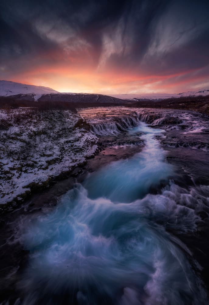 Bruarfoss Golden Sky by Jorge Ruiz Dueso — canvas wall art