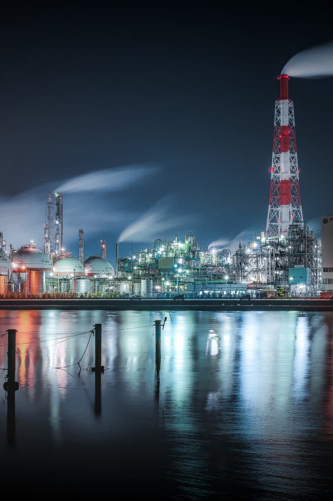 Refinery Night Lights by まちゅばら/Hiroki Matsubara — canvas wall art