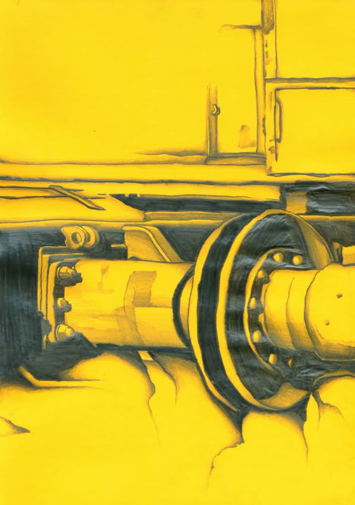 Abstract Industrial Yellow Wheel by Kulik — canvas wall art