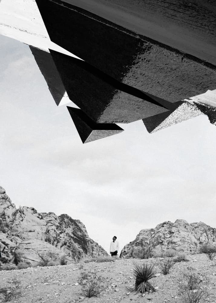 Lone Figure Desert Shapes by Ariz Rab — canvas wall art