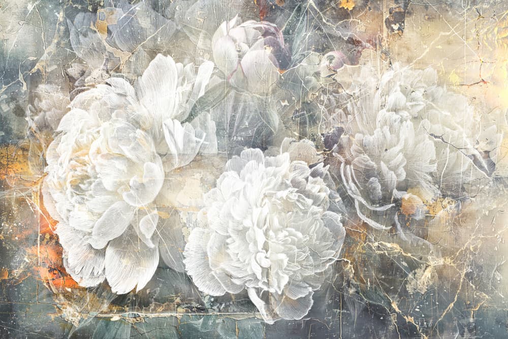 Vintage White Peonies by Rafal Kulik — canvas wall art