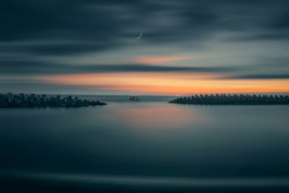 Serene Twilight Harbor by MingLun Tsai (蔡明倫) — canvas wall art