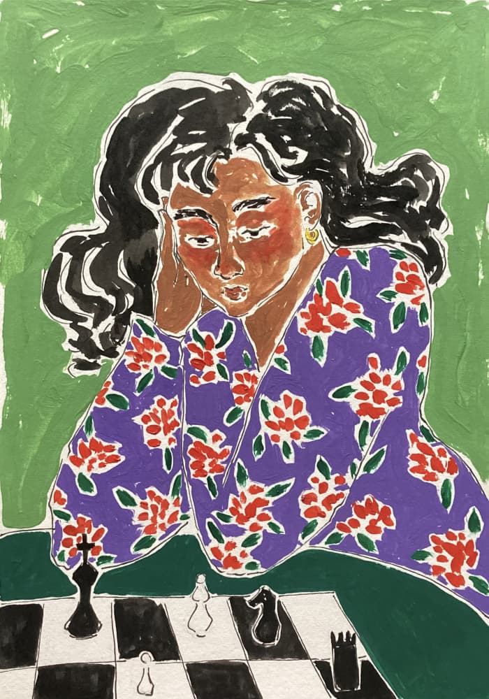 Pensive Chess Player by Rushati Chowdhury — canvas wall art
