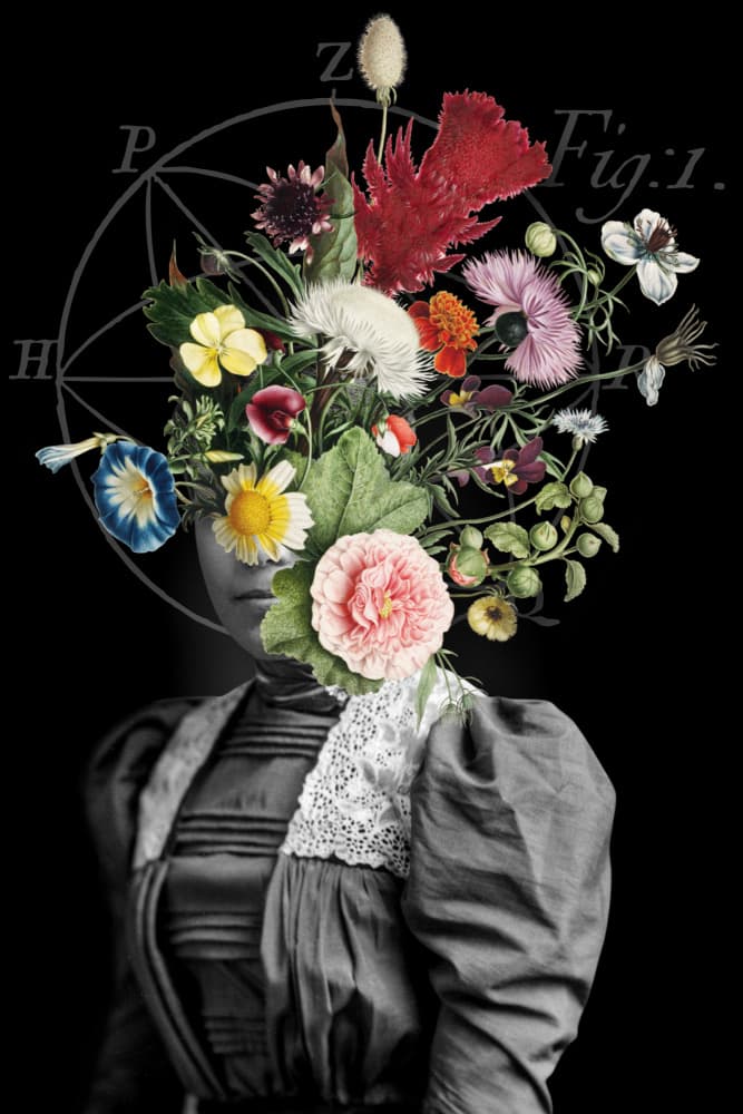 Floral Geometric Portrait by Marja van den Hurk — canvas wall art