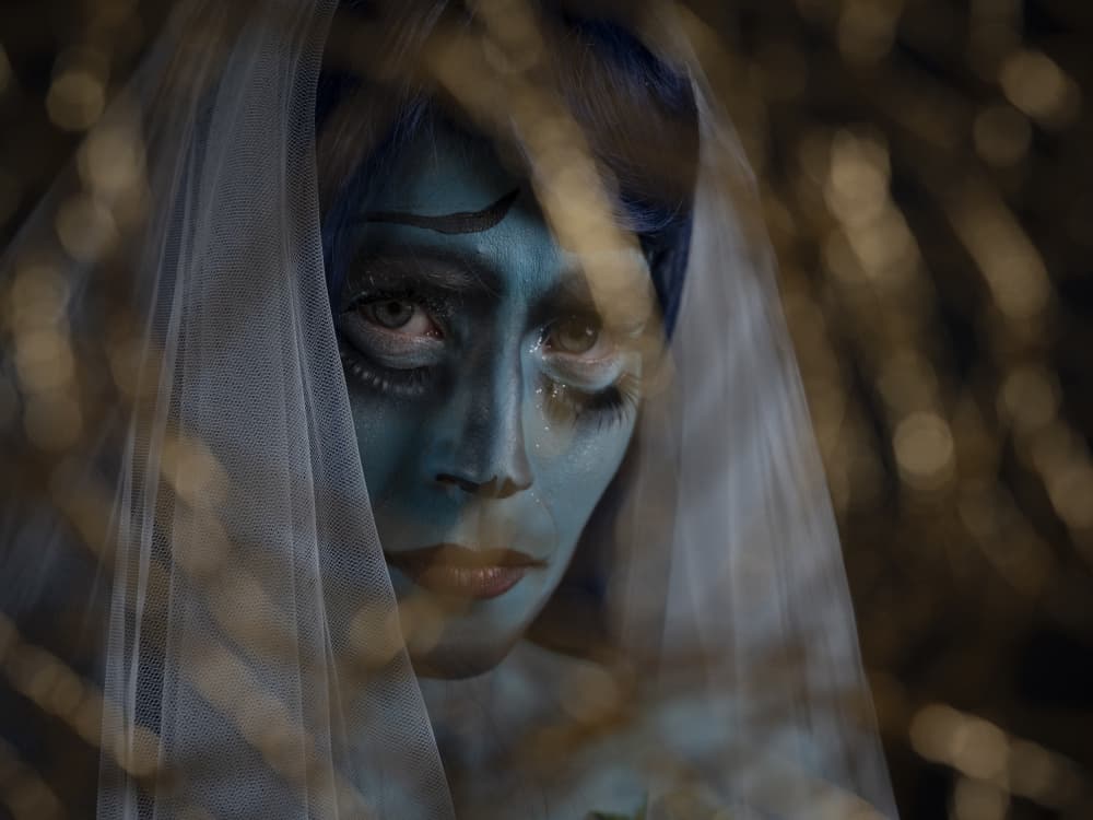 Ethereal Blue Portrait by Eyal Alcalay — canvas wall art