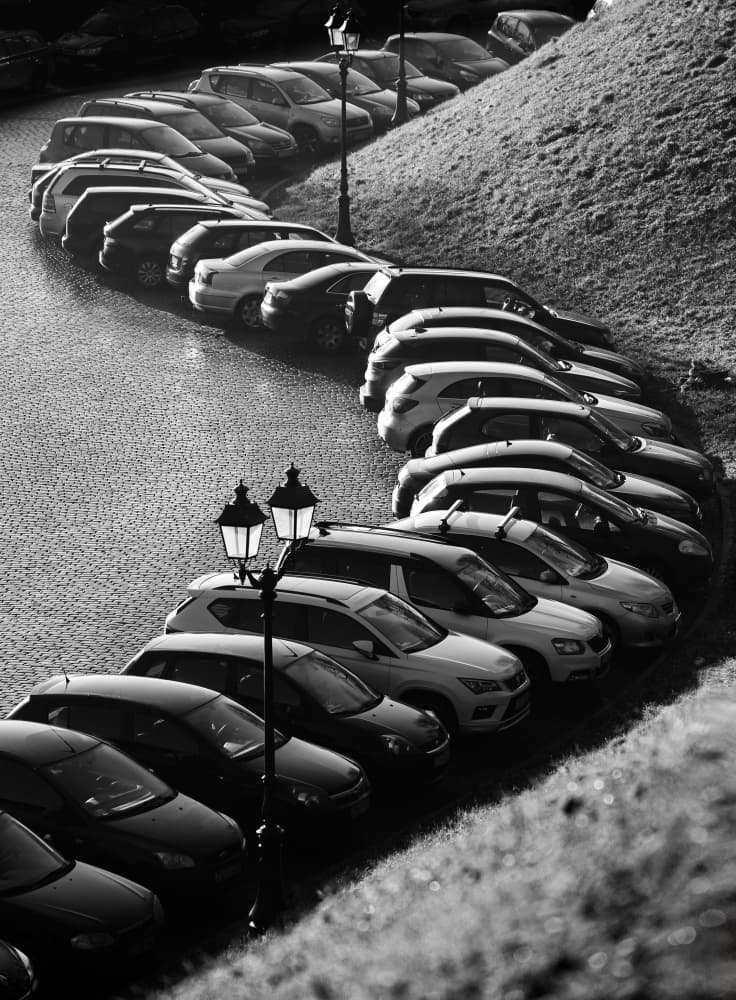 Curving Urban Parking by Anna Niemiec — canvas wall art
