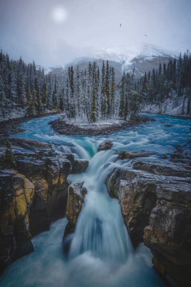 Turquoise Winter Falls by Alex Zhao — canvas wall art