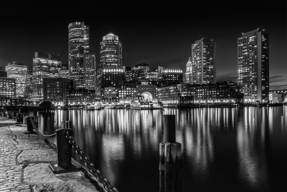 Boston Night Reflections by Melanie Viola — canvas wall art