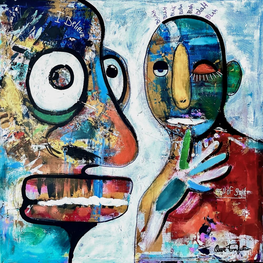 Blah Blah Belief by Owe Emfestav — canvas wall art