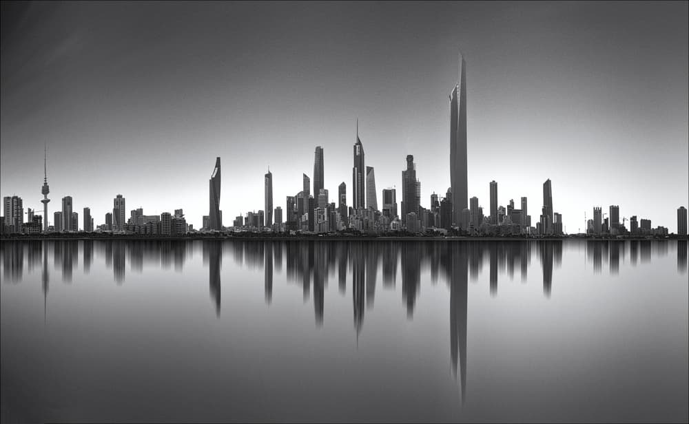 Kuwait City Skyline Reflection by Ahmed Thabet — canvas wall art