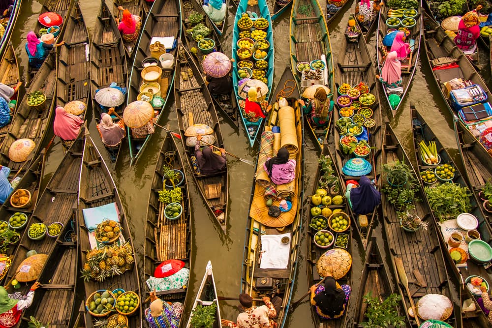 Vibrant Floating Market by Abdul Gapur Dayak — canvas wall art