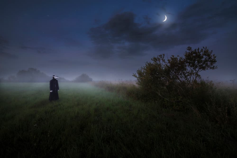 Moonlit Plague Doctor by Mika Suutari — canvas wall art