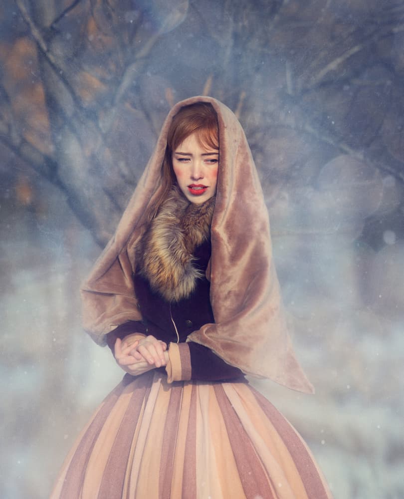 Winking Winter Girl by Svetlana Melik-Nubarova — canvas wall art