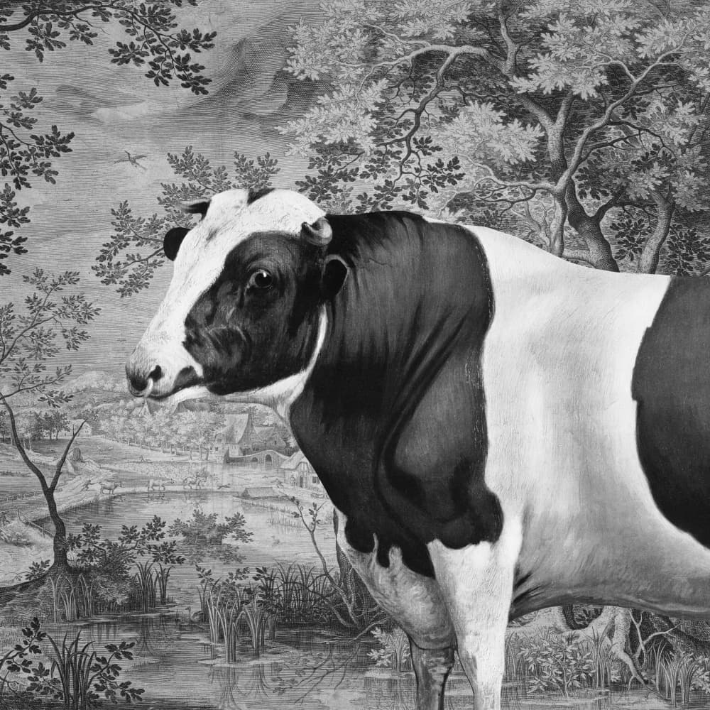 Pastoral Bull Landscape by Marja van den Hurk — canvas wall art