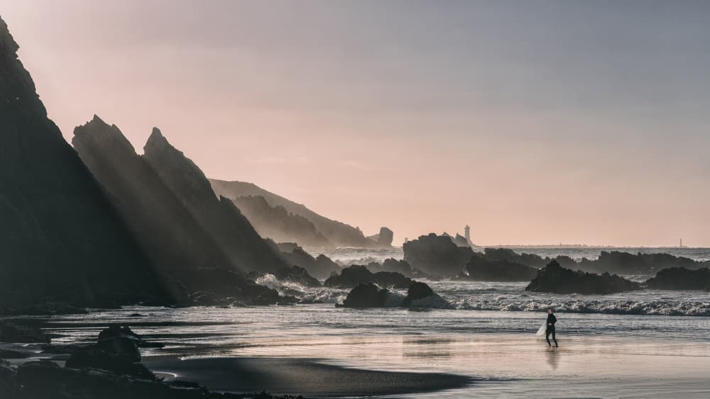 Golden Hour Surfer Beach by Uschi Hermann — canvas wall art