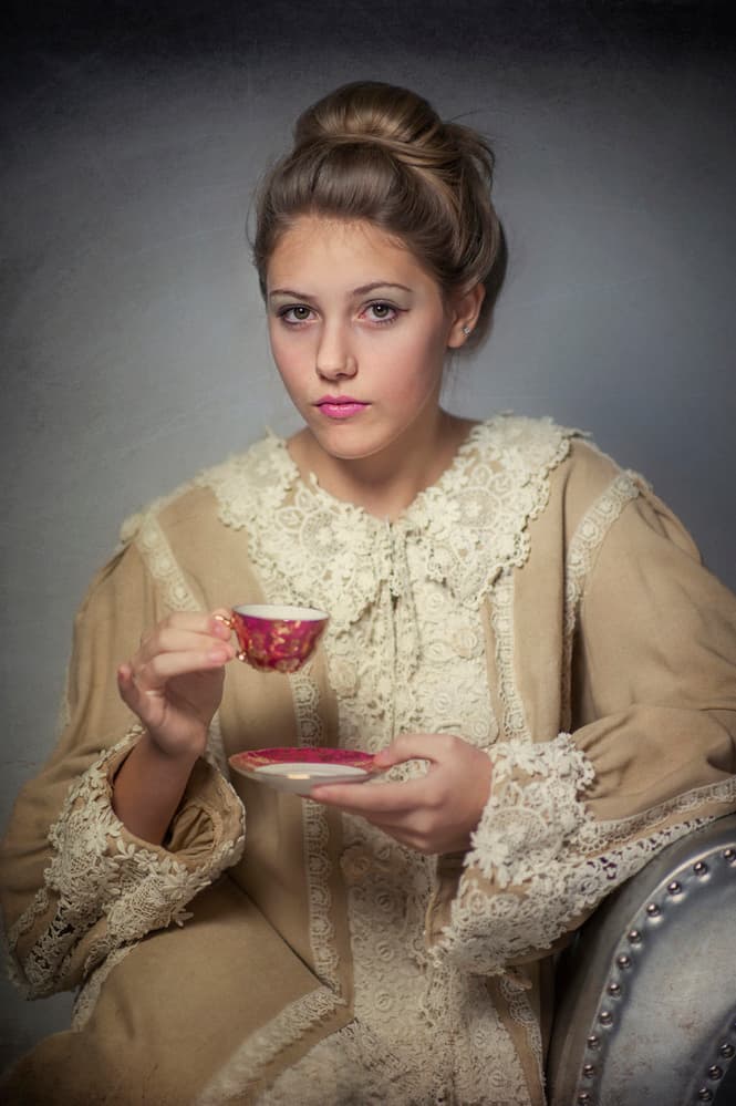 Elegant Tea Portrait by Monika Vanhercke — canvas wall art