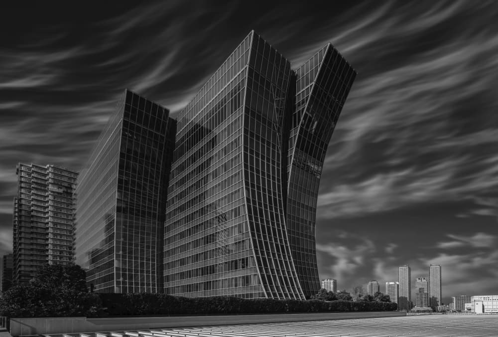 Curved City Towers by Tomoshi Hara — canvas wall art