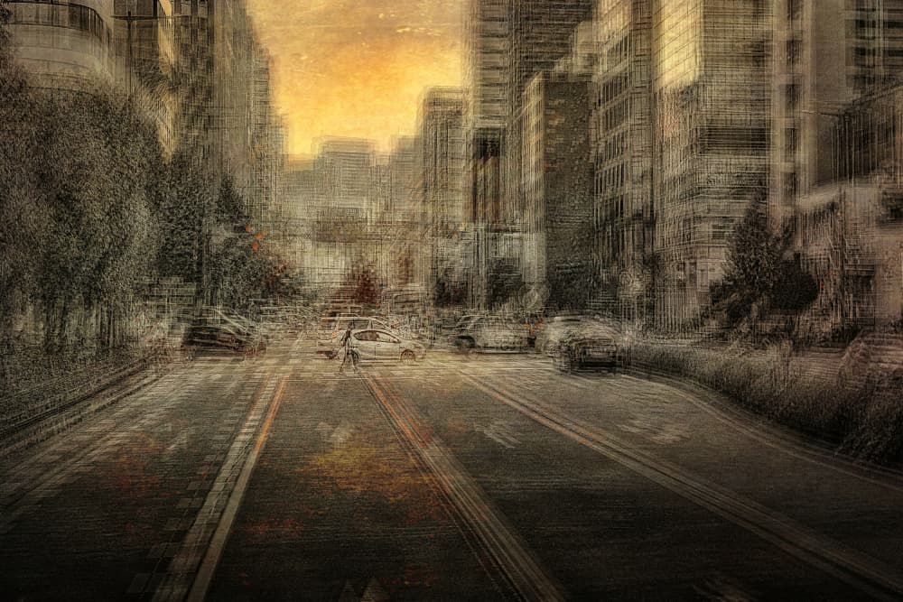 Dreamy Urban Street Glow by MingLun Tsai (蔡明倫) — canvas wall art