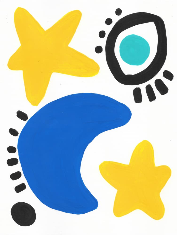 Playful Celestial Shapes by Lerin Freyou — canvas wall art