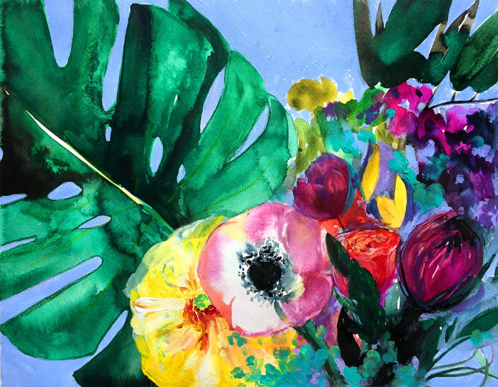 Vibrant Tropical Blooms by Christine Lindstrom — canvas wall art