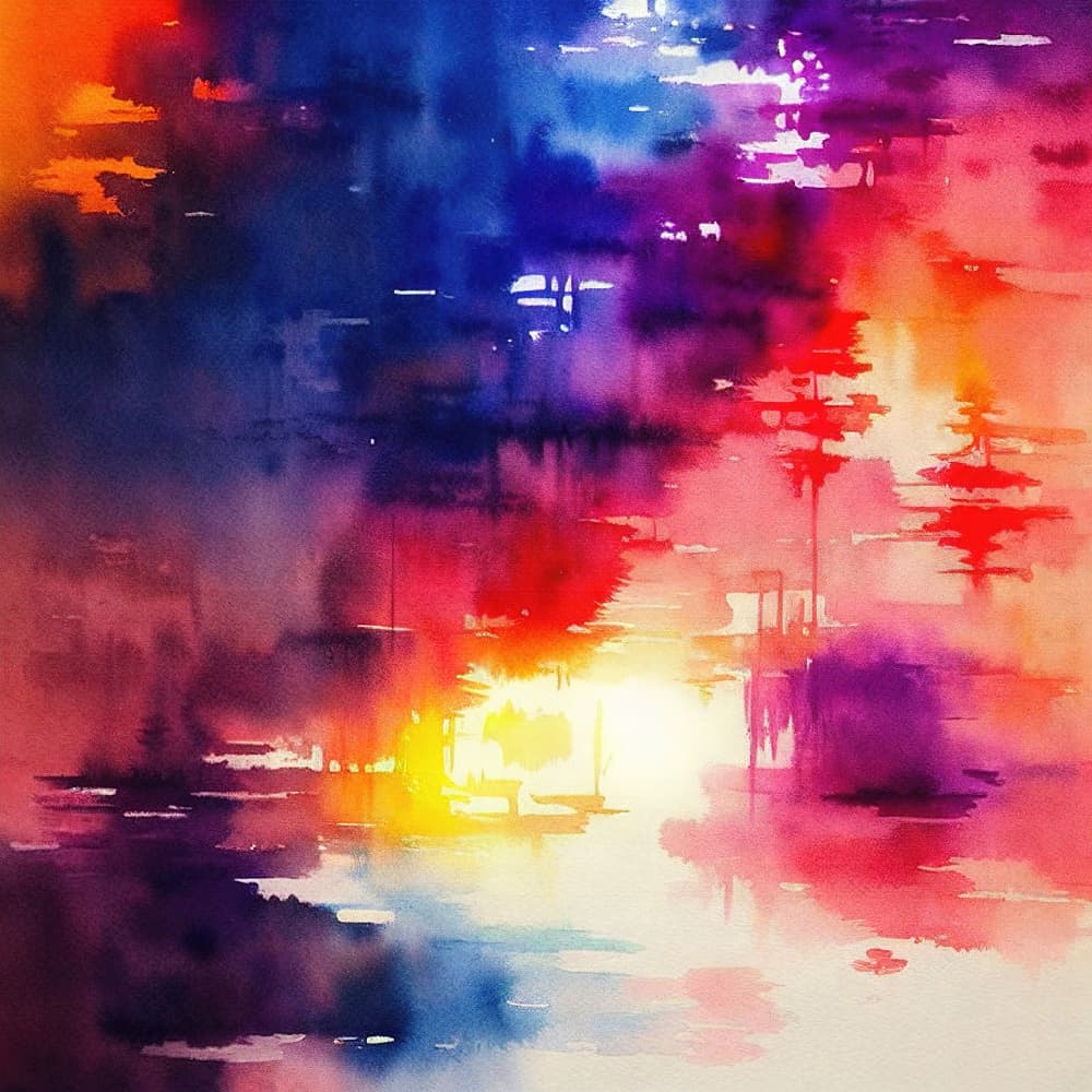 Vibrant Watercolor Reflection by Alpenglow Workshop — canvas wall art