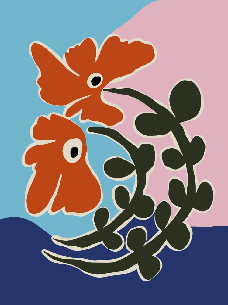 Vibrant Abstract Flowers by Miho Art Studio — canvas wall art