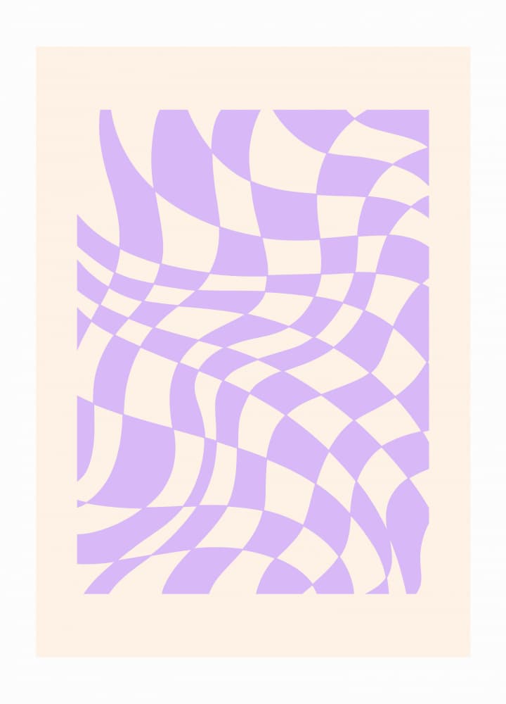 Wavy Purple Checkerboard by Rikke Løndager Boisen — canvas wall art