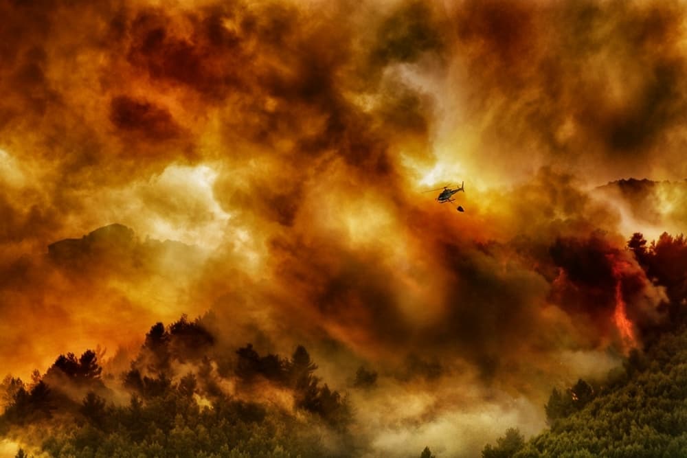 Helicopter Fights Wildfire by Antonio Grambone — canvas wall art