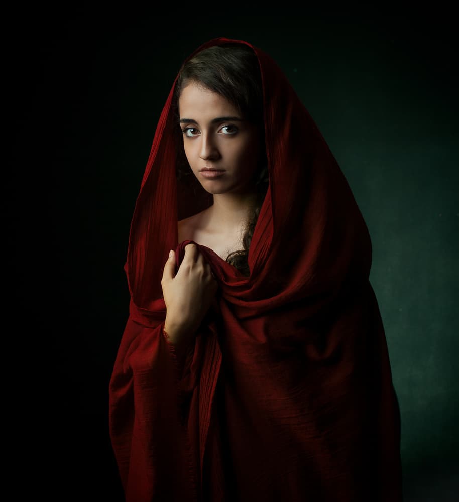 Young Woman in Red by Mehdi Mokhtari — canvas wall art