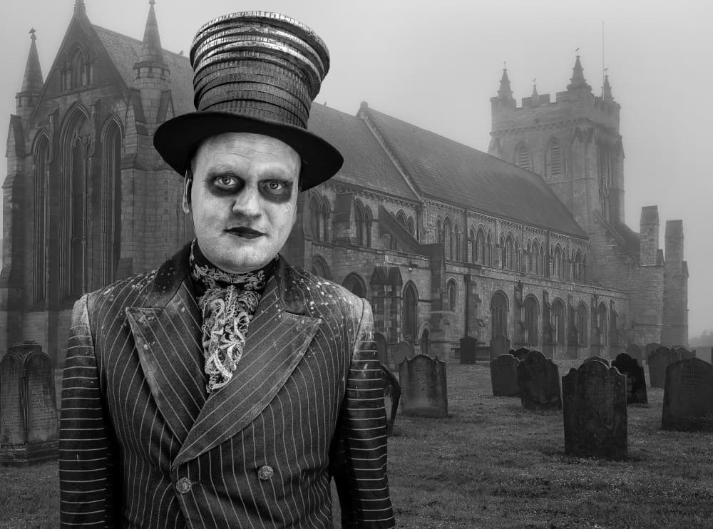 Gothic Man Foggy Cemetery by Daniel Springgay — canvas wall art