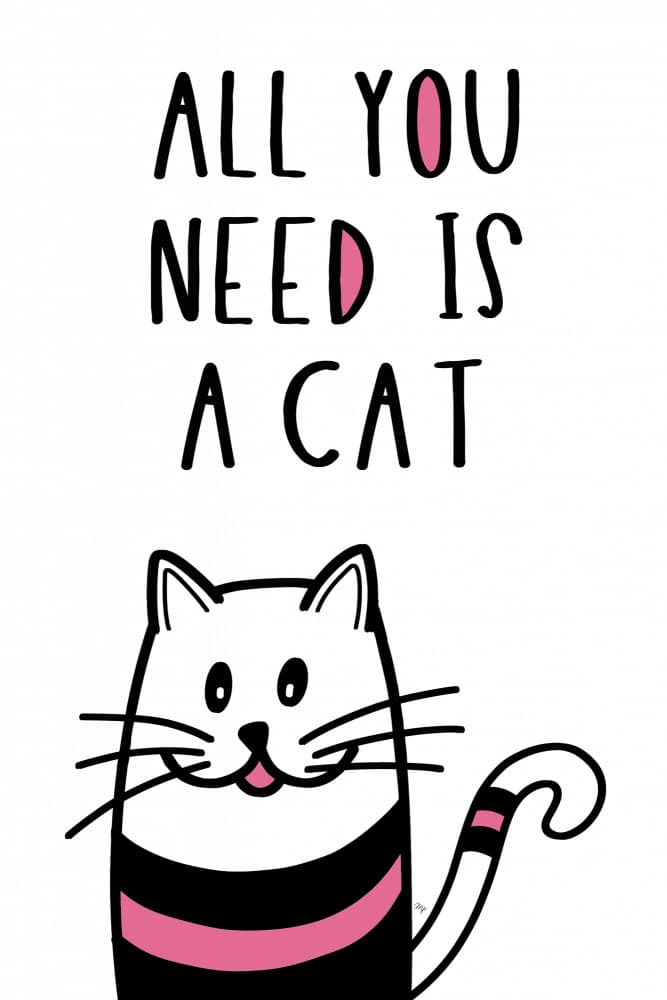 Happy Cat Quote by Martina — canvas wall art