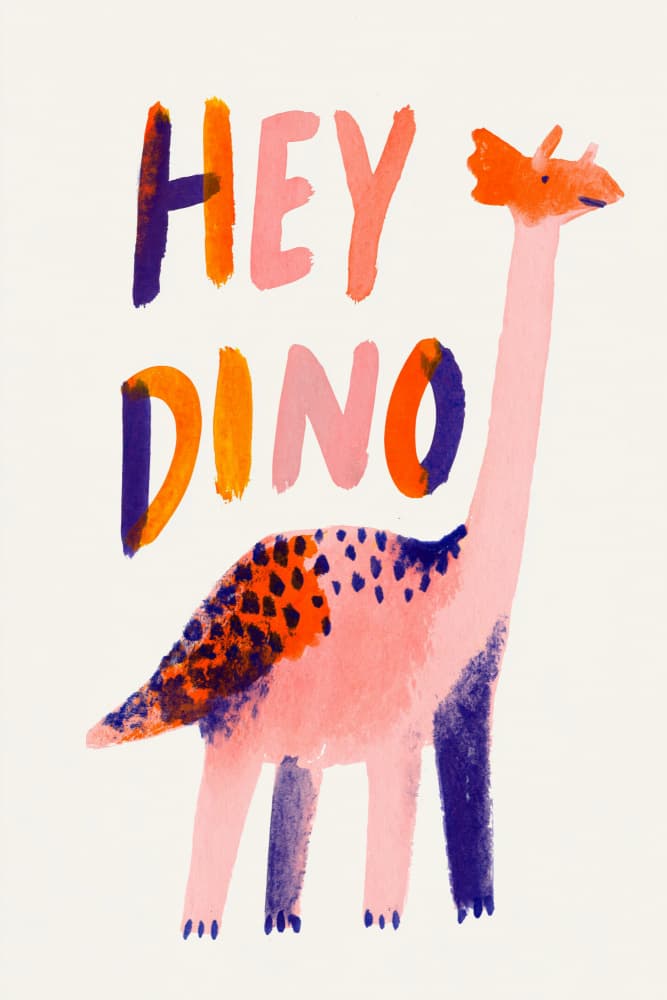Hey Dino Illustration by Treechild — canvas wall art