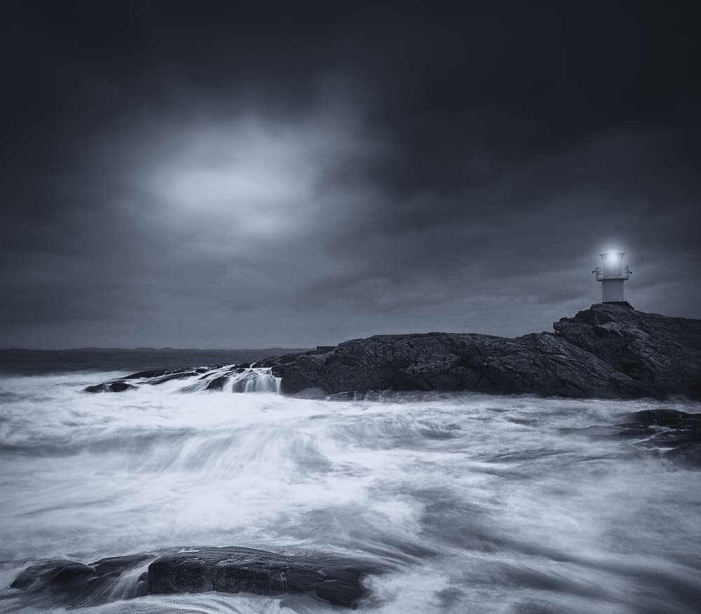 Moody Lighthouse Seascape by Claes Thorberntsson — canvas wall art