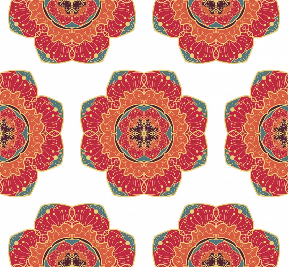 Vibrant Floral Mandala Pattern by Marika Barsrsind β canvas wall art