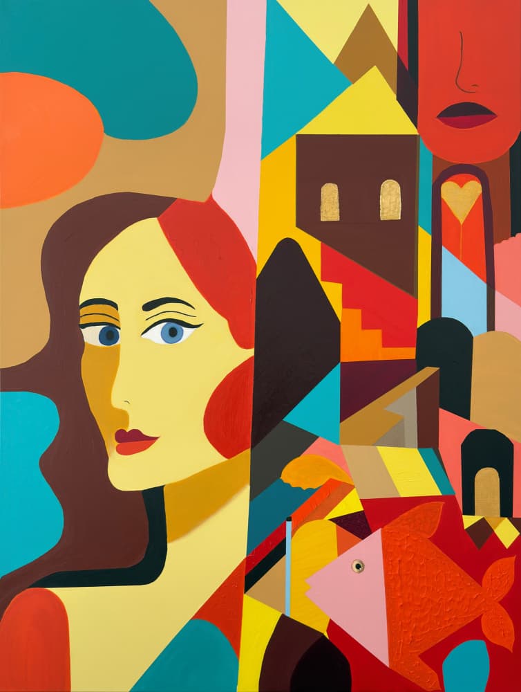 Woman and Abstract City by VonRondon — canvas wall art