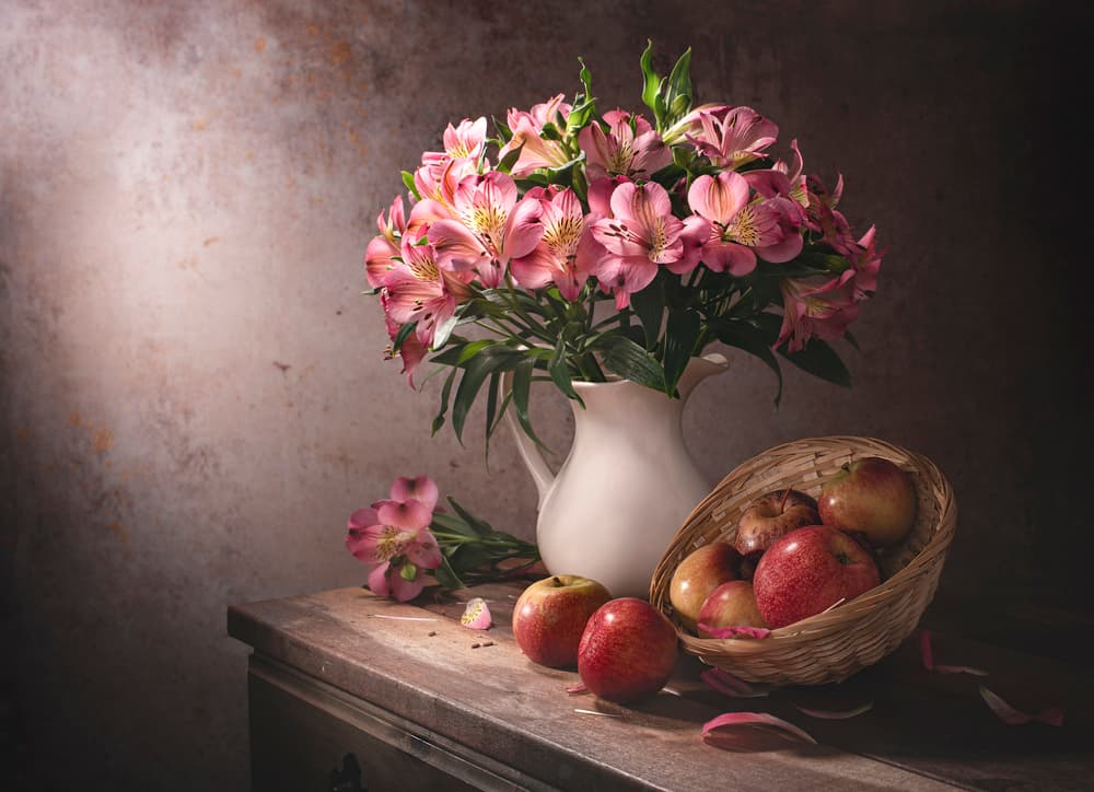 Pink Flowers And Apples by Margareth Perfoncio — canvas wall art