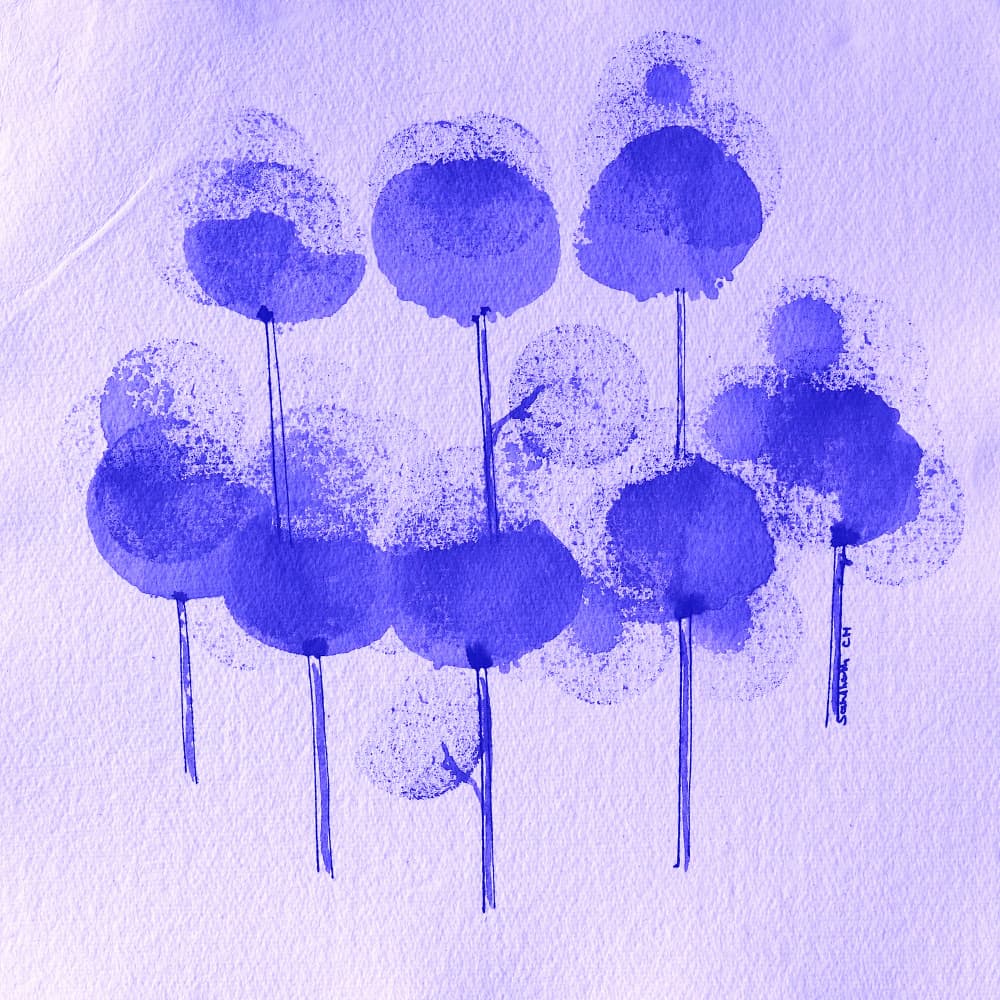 Serene Blue Trees by Santhosh ch — canvas wall art