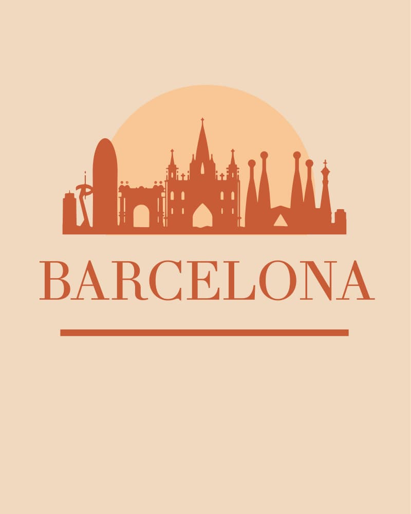Barcelona Sunset Skyline by Emiliano Deificus — canvas wall art