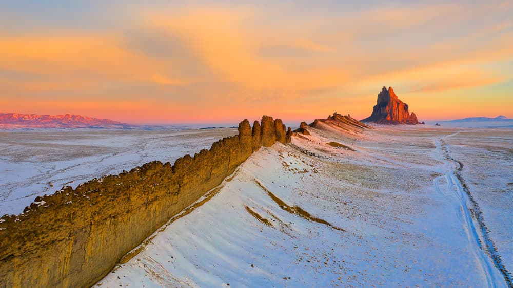 Shiprock Winter Sunset by John Fan — canvas wall art