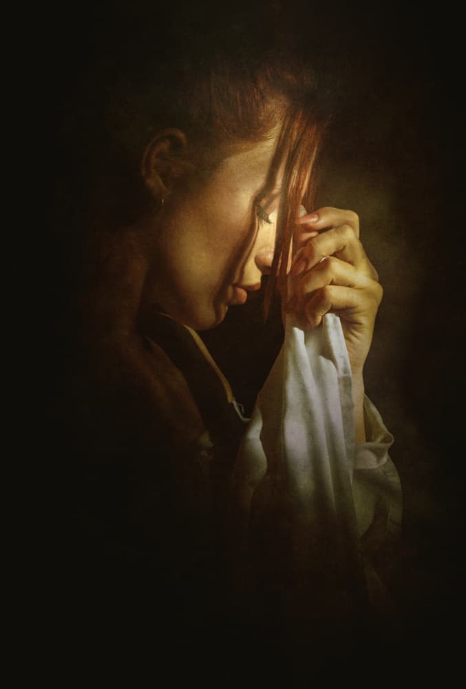 Emotional Woman Portrait by Toni Fidanza — canvas wall art