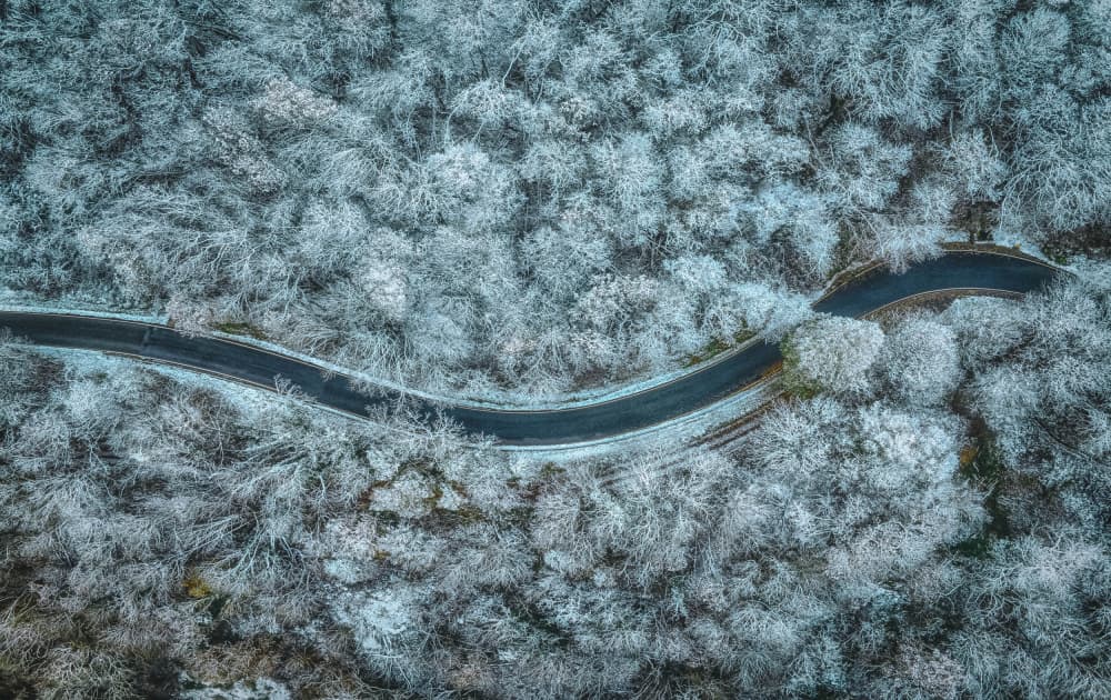 Winding Winter Road by Guy Krier — canvas wall art