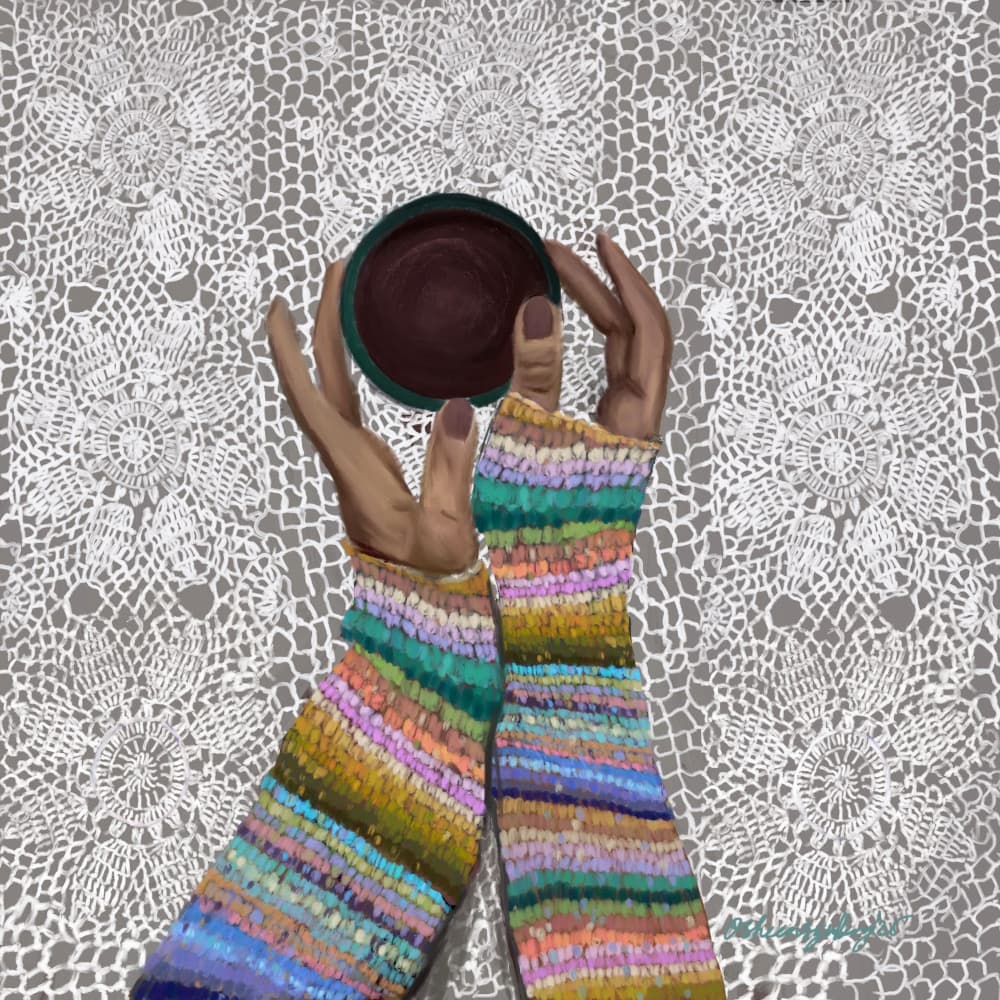 Cozy Knit Comfort by Osheensgallery — canvas wall art