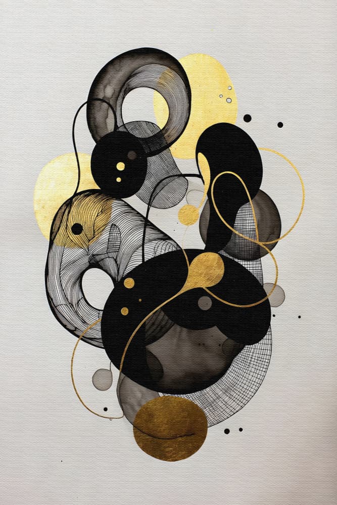 Elegant Black Gold Shapes by Miguel Bruzual — canvas wall art