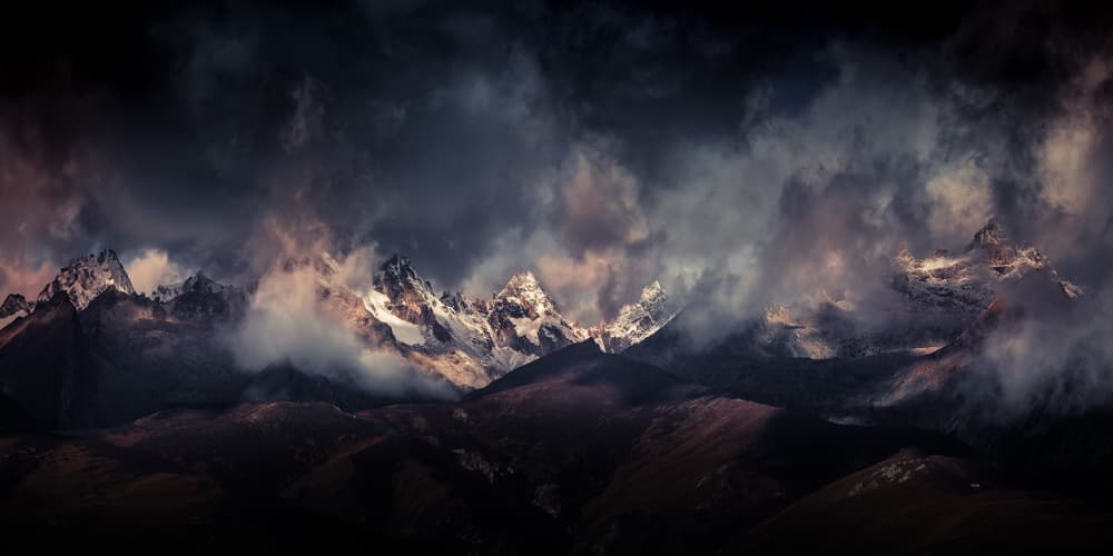 Dramatic Mountain Clouds by qiye — canvas wall art