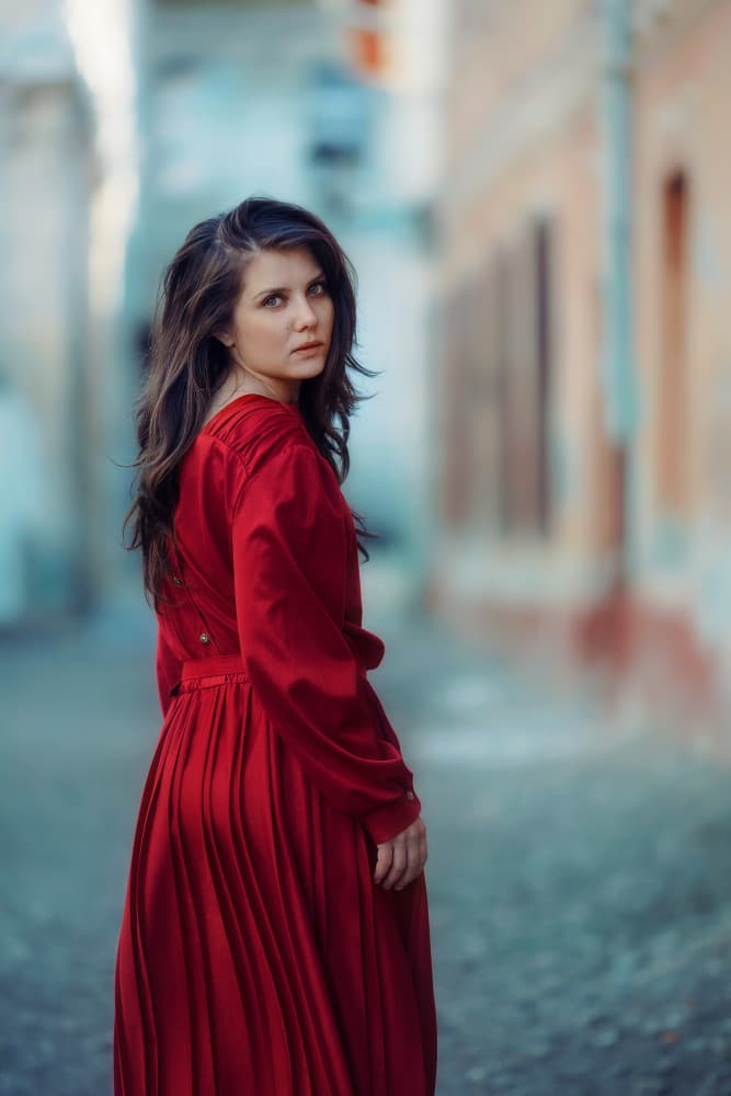Woman in Red Dress by Raluca Arhire — canvas wall art