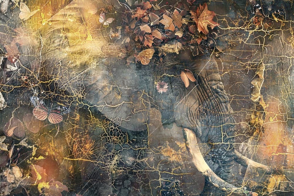 Dreamy Autumn Elephant by Rafal Kulik — canvas wall art