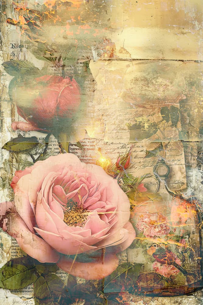 Vintage Rose Collage by Rafal Kulik — canvas wall art